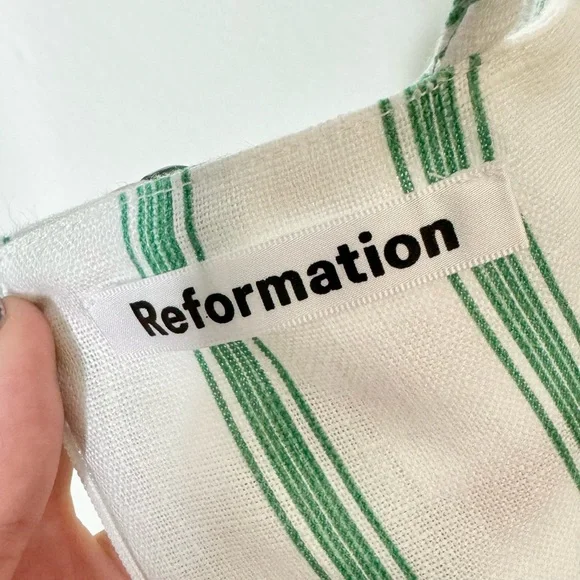 Reformation Eileen Striped Linen Midi Dress Sz 0 - Picture 9 of 10